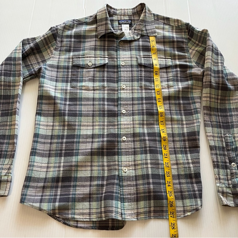 Patagonia Organic Cotton Plaid Button Up Shirt Green/Charcoal Size Med - Picture 9 of 9